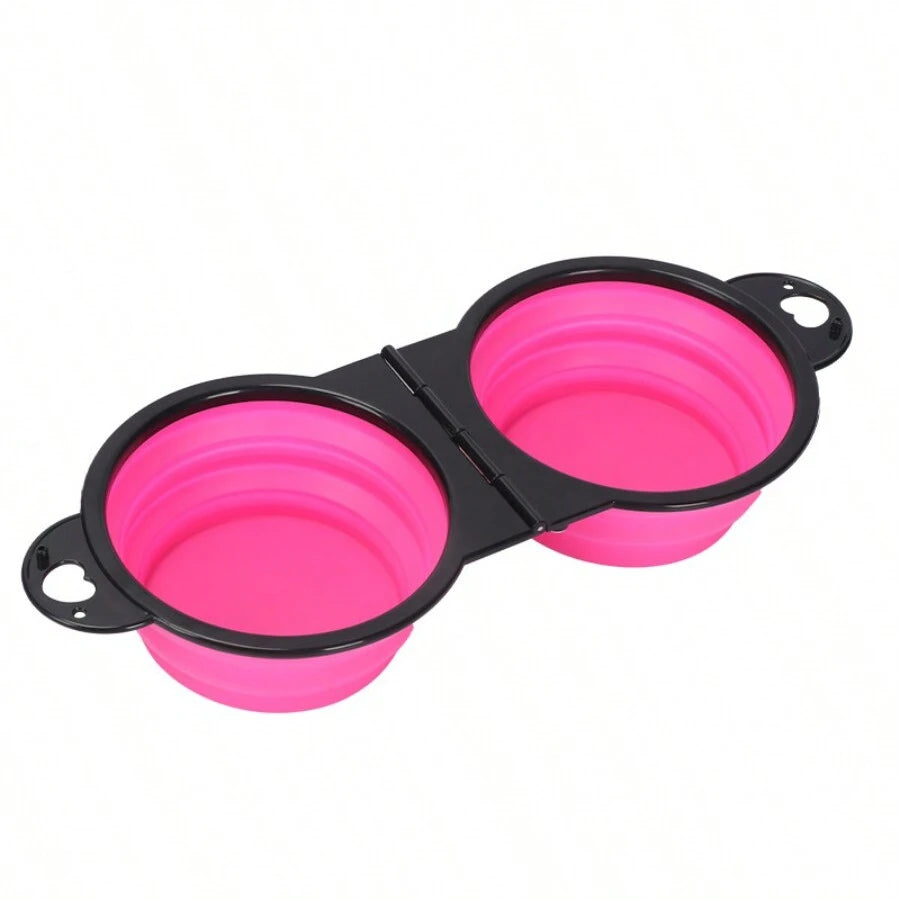 2-1 Foldable Double Pet Bowl — Collapsible Travel Feeder for Dogs & Cats