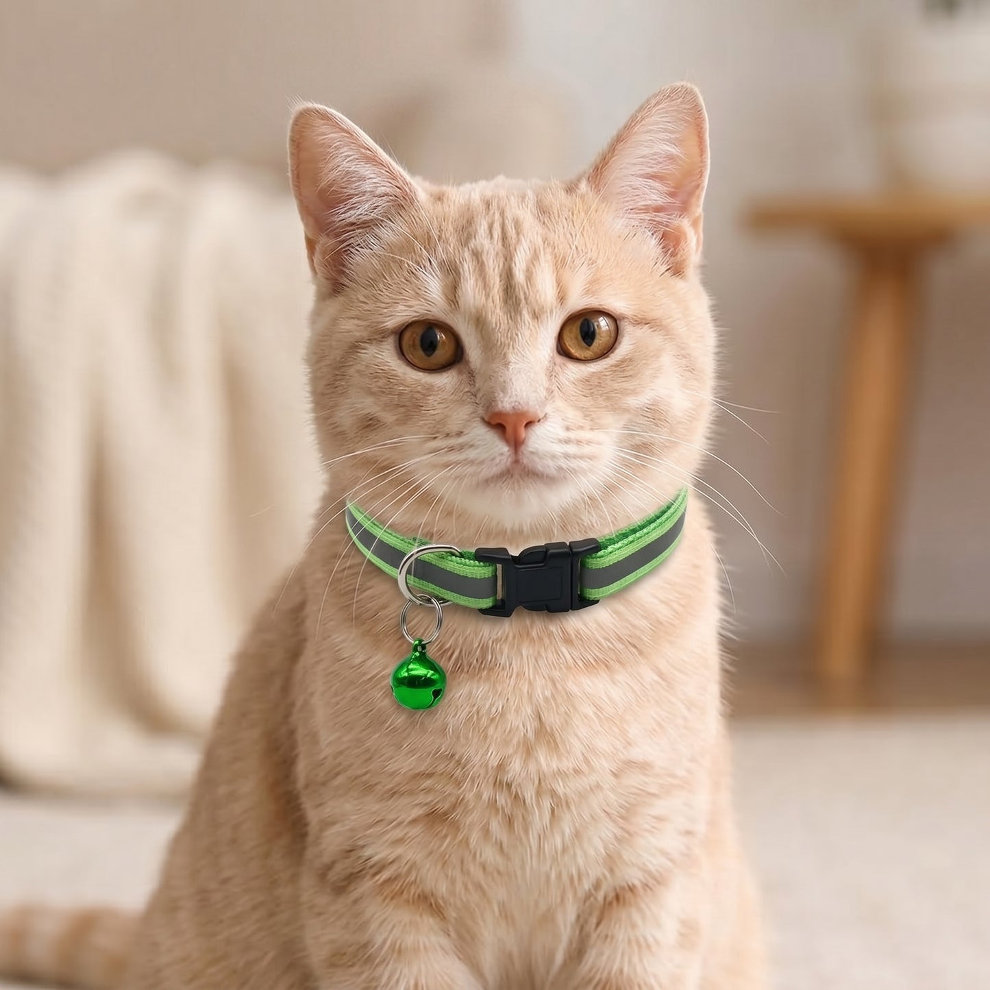 Reflective Adjustable Pet Collar with Bell – 2 Pack for Cats & Small Dogs