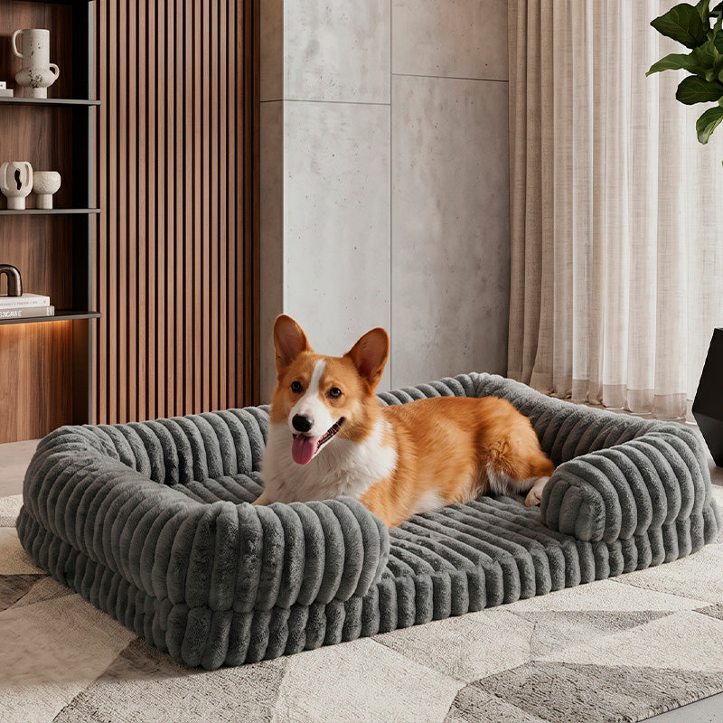 Dark Grey Orthopedic Memory Foam Dog Bed – Waterproof Sofa Couch