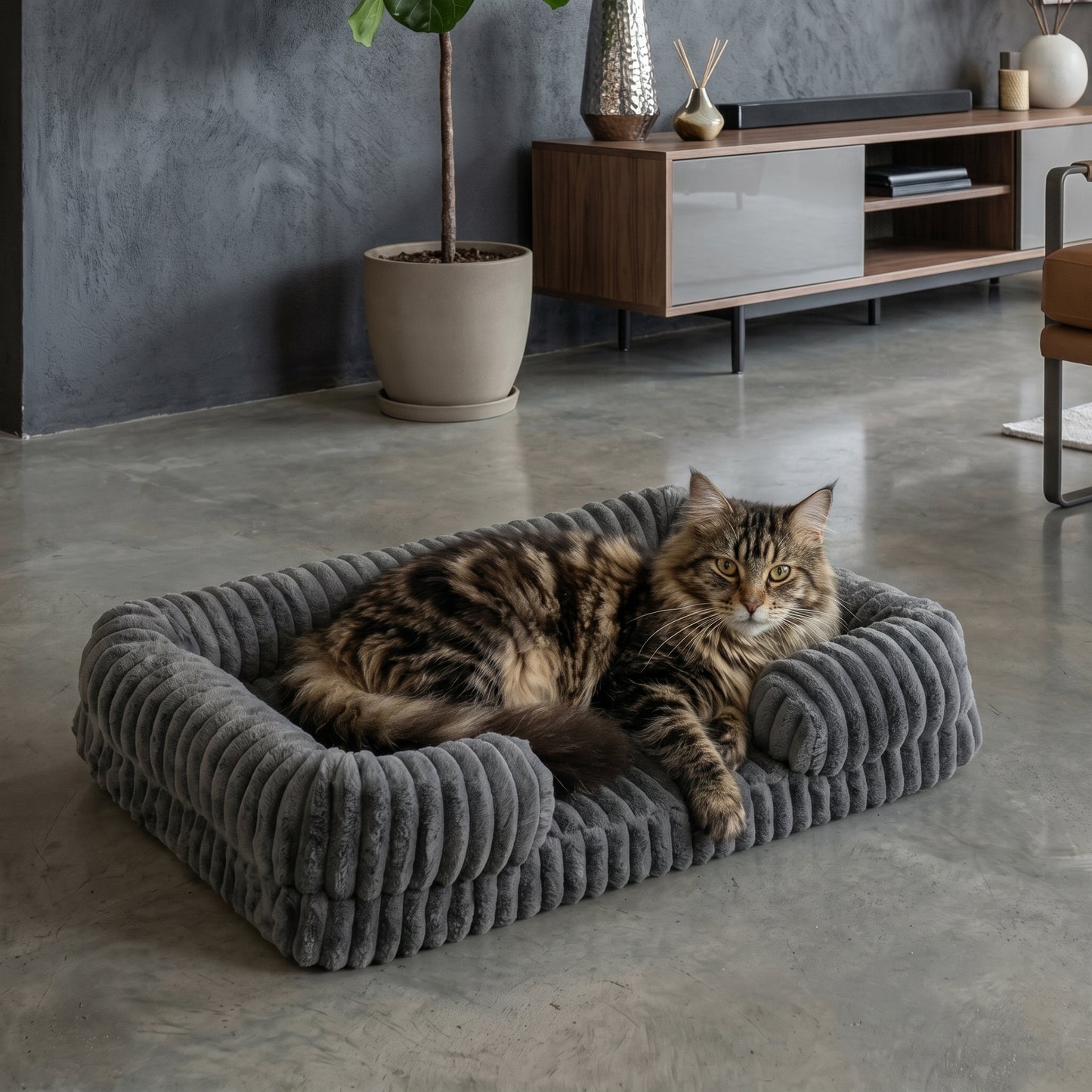 Dark Grey Orthopedic Memory Foam Dog Bed – Waterproof Sofa Couch