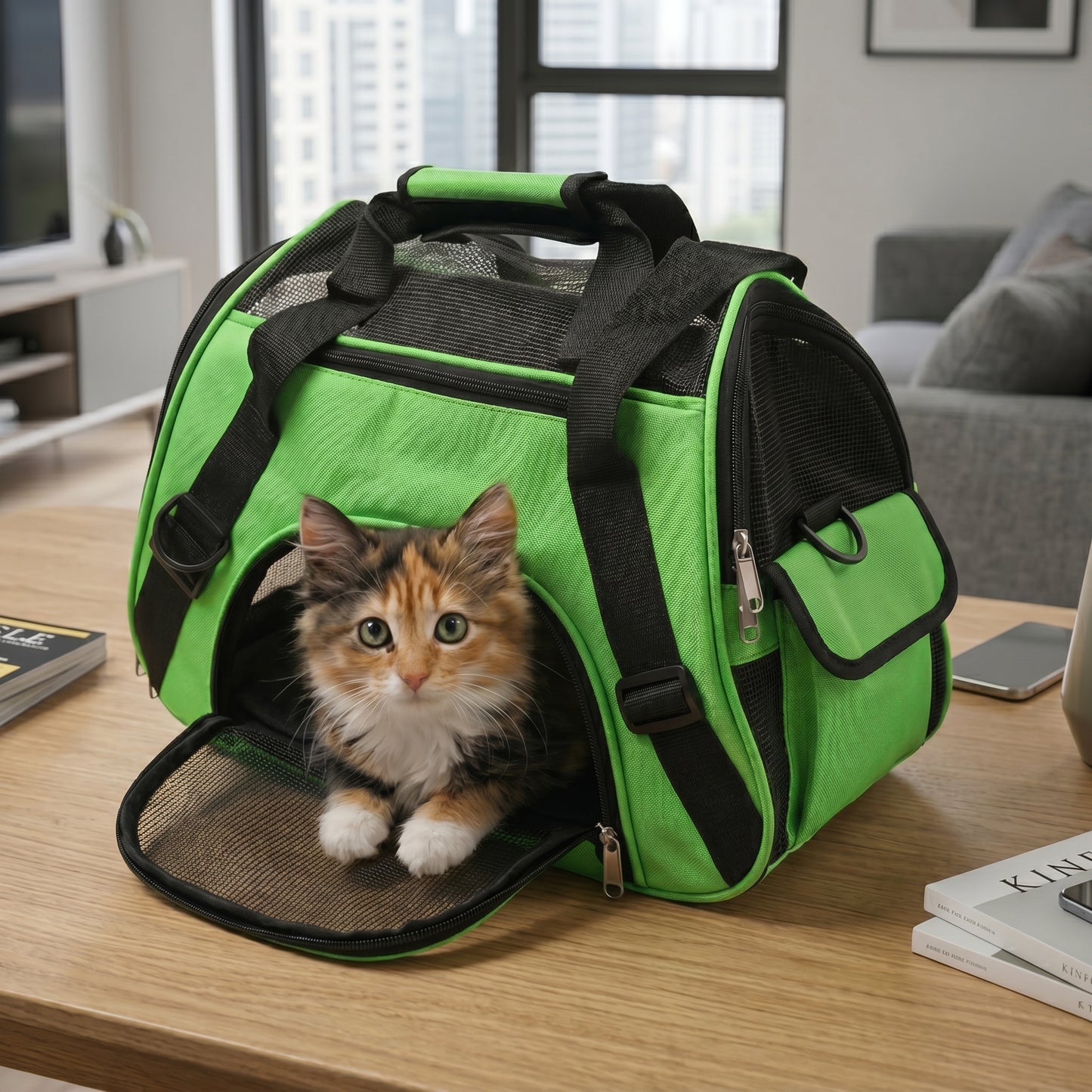 Foldable Mesh Pet Carrier Bag – Breathable Soft Travel Tote for Cats & Small Dogs