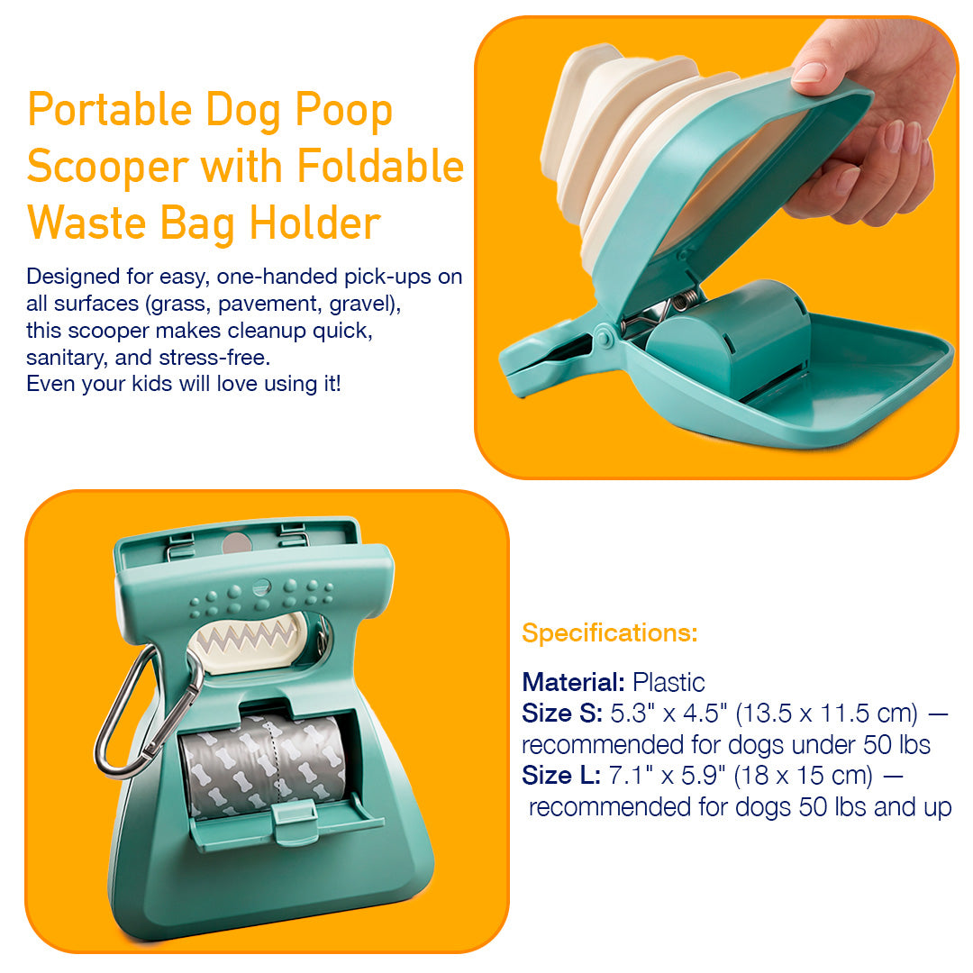 Portable Dog Poop Scooper with Foldable Waste Bag Holder