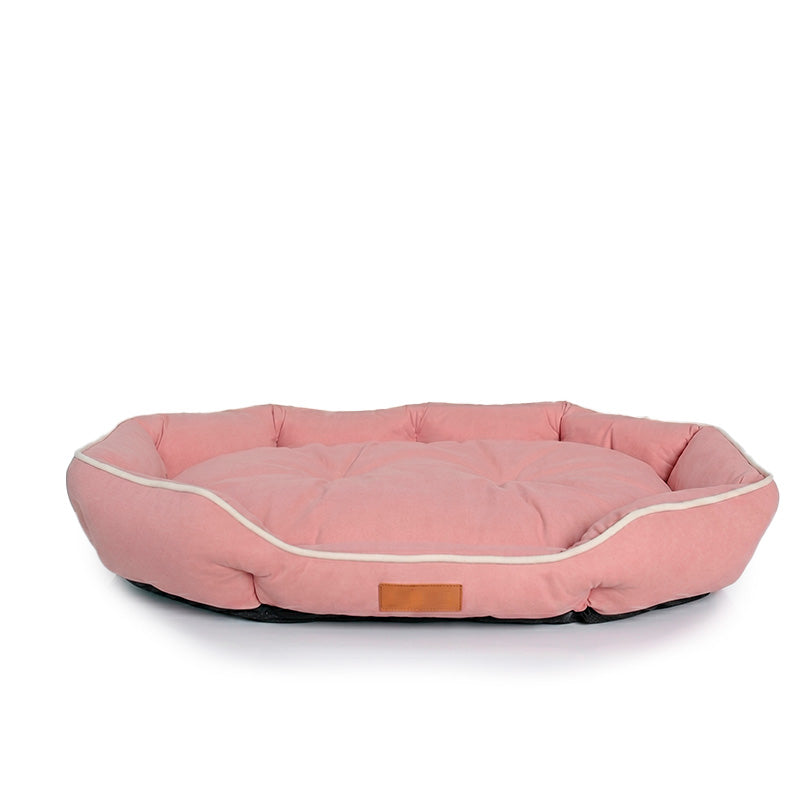 Corduroy Pet Sofa Bed Pink– Warm Sleeping Cushion for Dogs & Cats