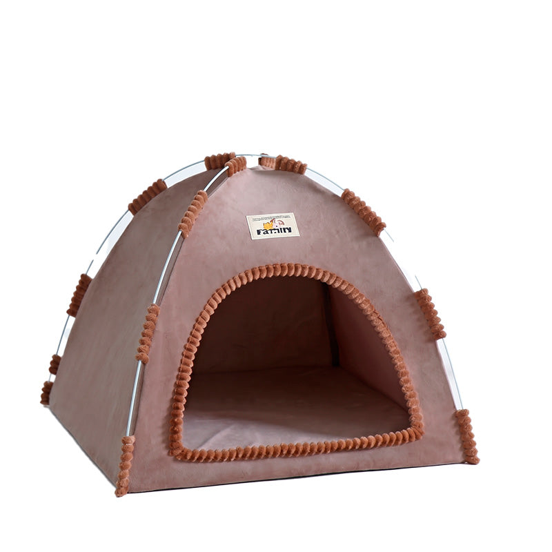 Foldable Plush Pet House – Cozy Cat & Dog Tent Bed
