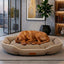 Khaki Sofa-Style Pet Bed – Waterproof & Non-Slip Comfort Cushion