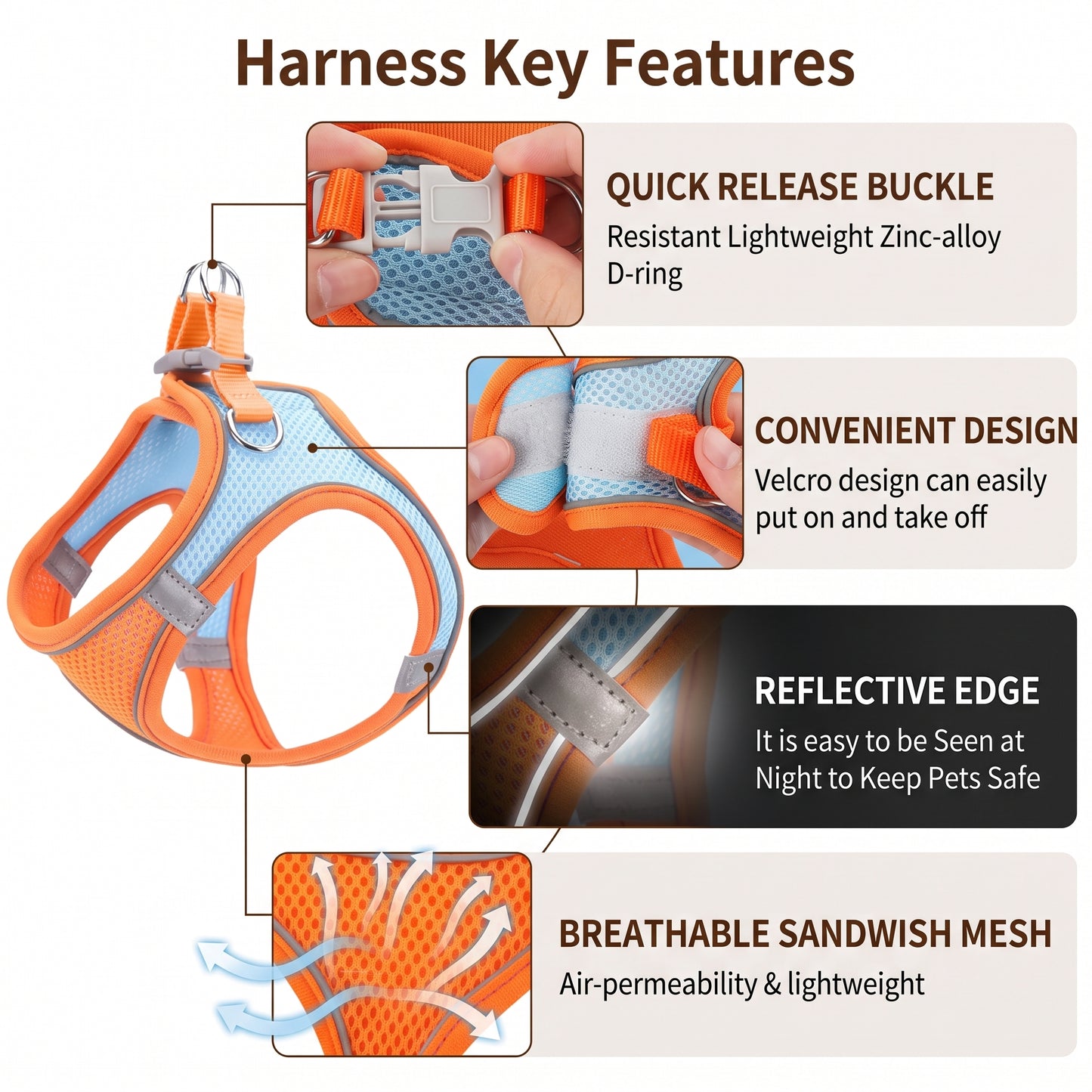 Reflective Adjustable Pet Harness Set