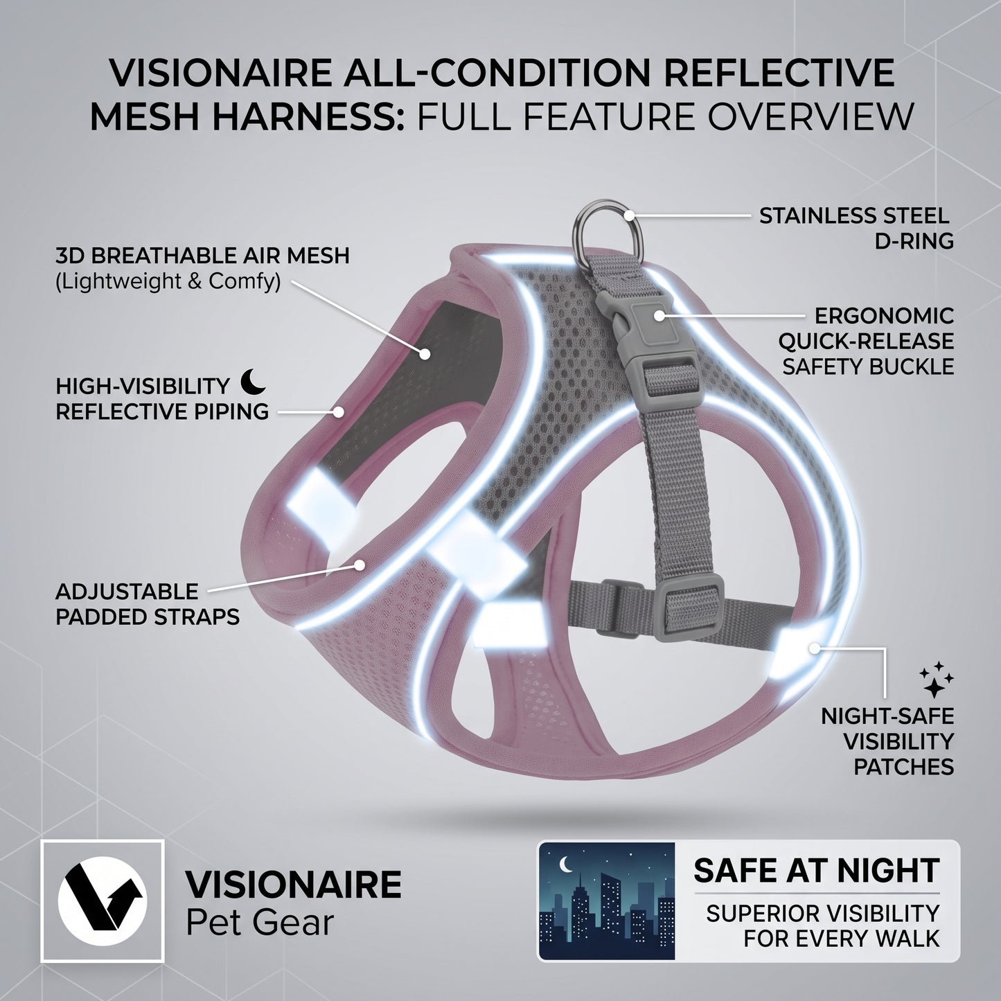 Reflective Adjustable Pet Harness Set