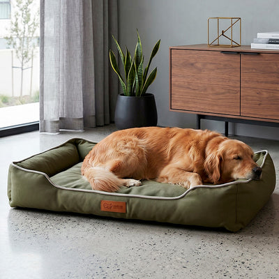 Green Sofa-Style Pet Bed – Waterproof & Non-Slip Comfort Cushion