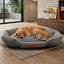Luxury Corduroy Pet Sofa Bed Grey – Warm Sleeping Cushion for Dogs & Cats 