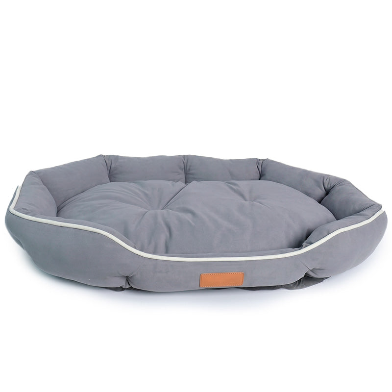 Luxury Corduroy Pet Sofa Bed Grey – Warm Sleeping Cushion for Dogs & Cats 