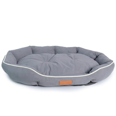 Luxury Corduroy Pet Sofa Bed Grey – Warm Sleeping Cushion for Dogs & Cats 