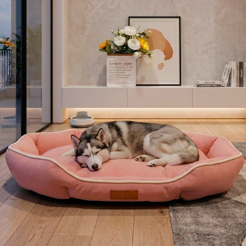 Corduroy Pet Sofa Bed Pink– Warm Sleeping Cushion for Dogs & Cats