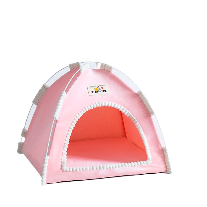 Foldable Plush Pet House – Cozy Cat & Dog Tent Bed