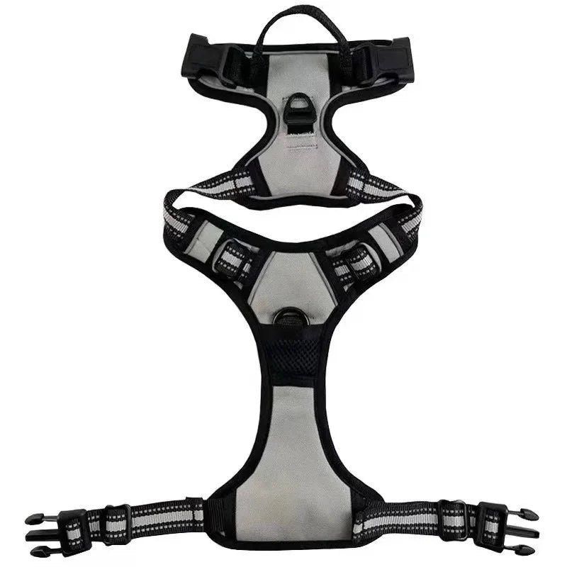 Grey Reflective Adjustable Dog Harness