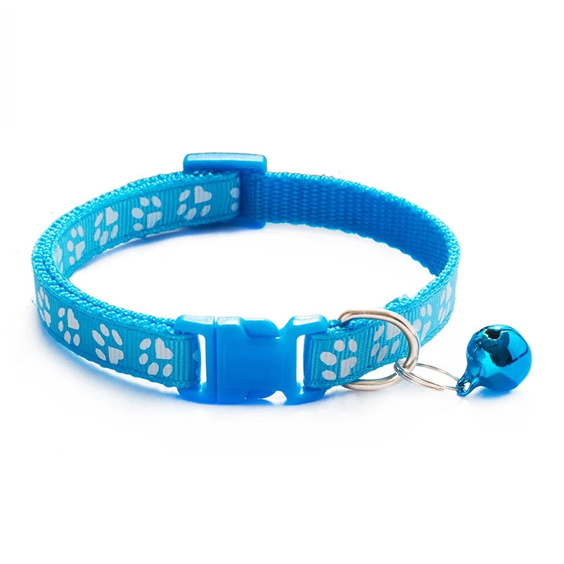 Cute Adjustable Cat Collar with Bell – Colorful Fashion Pet Necklace