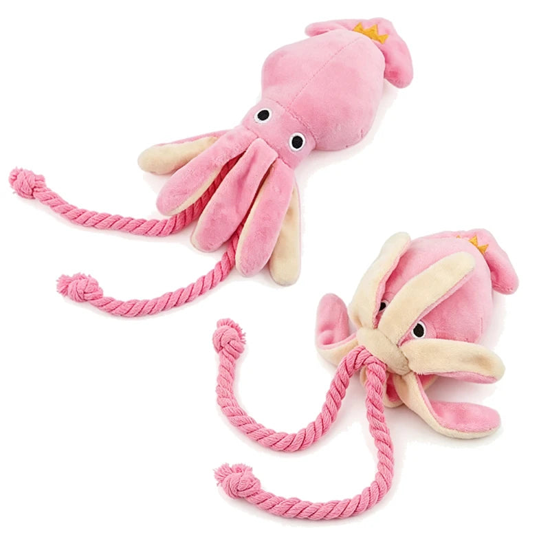 Squeaky Octopus Dog Toy – Interactive Plush Rope Chew Toy for Puppies