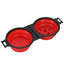 2-1 Foldable Double Pet Bowl — Collapsible Travel Feeder for Dogs & Cats