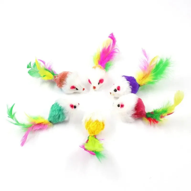 Multicolor Furry Mouse Cat Toy – Interactive Fun for Cats & Kittens