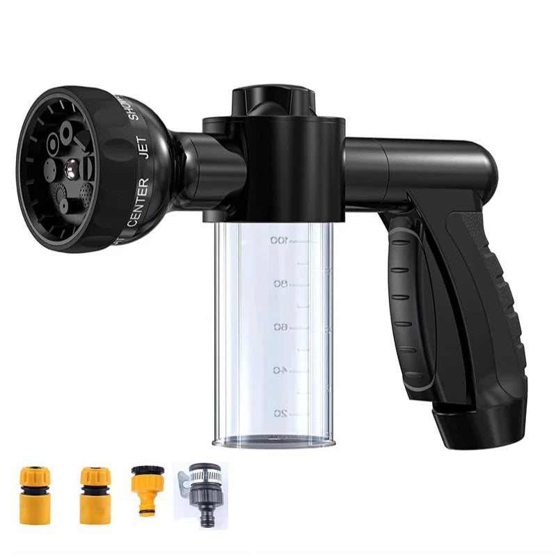 8-in-1 High-Pressure Hose Sprayer with Foam Cannon — For Cars, Gardens & Pet Baths