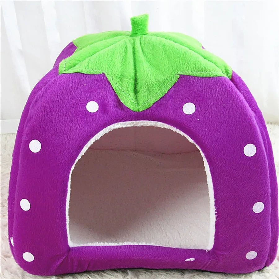 Strawberry Pet Bed for Dog, Puppy Cats Indoor Foldable Soft Warm Bed,