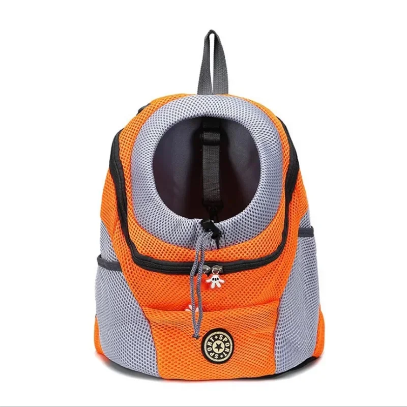 Orange Portable Pet Carrier Backpack – Breathable Front & Back Travel Bag