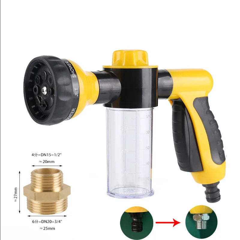 8-in-1 High-Pressure Hose Sprayer with Foam Cannon — For Cars, Gardens & Pet Baths