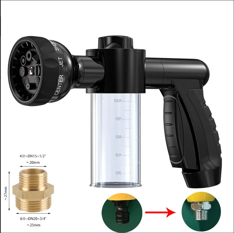 8-in-1 High-Pressure Hose Sprayer with Foam Cannon — For Cars, Gardens & Pet Baths