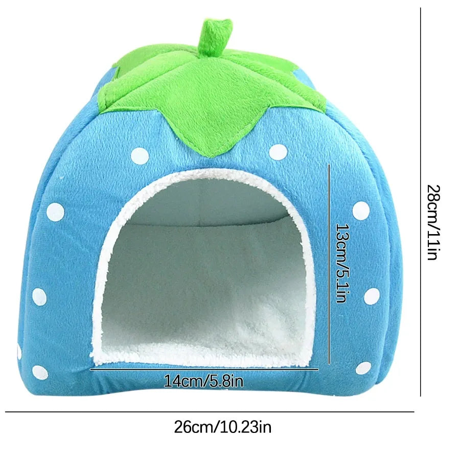 Strawberry Pet Bed for Dog, Puppy Cats Indoor Foldable Soft Warm Bed,