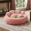 Pink Fluffy Calming Dog Bed – Soft Warm Pet Sofa