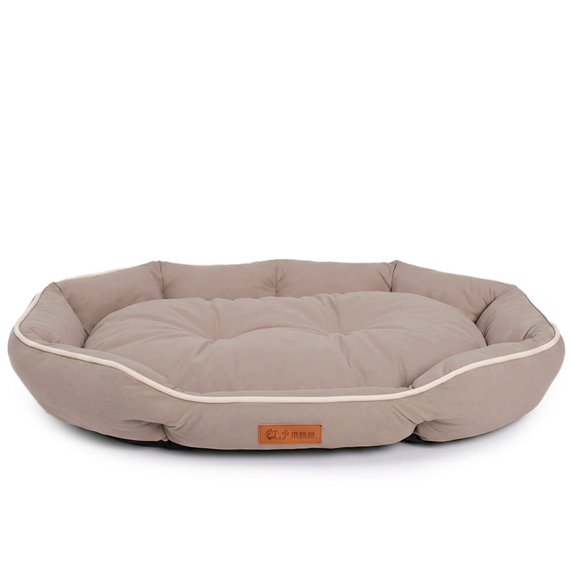 Khaki Sofa-Style Pet Bed – Waterproof & Non-Slip Comfort Cushion