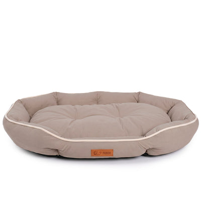 Khaki Sofa-Style Pet Bed – Waterproof & Non-Slip Comfort Cushion