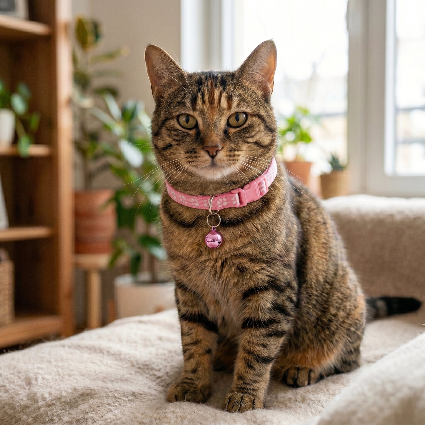 Cute Adjustable Cat Collar with Bell – Colorful Fashion Pet Necklace