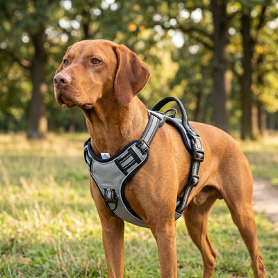 Grey Reflective Adjustable Dog Harness