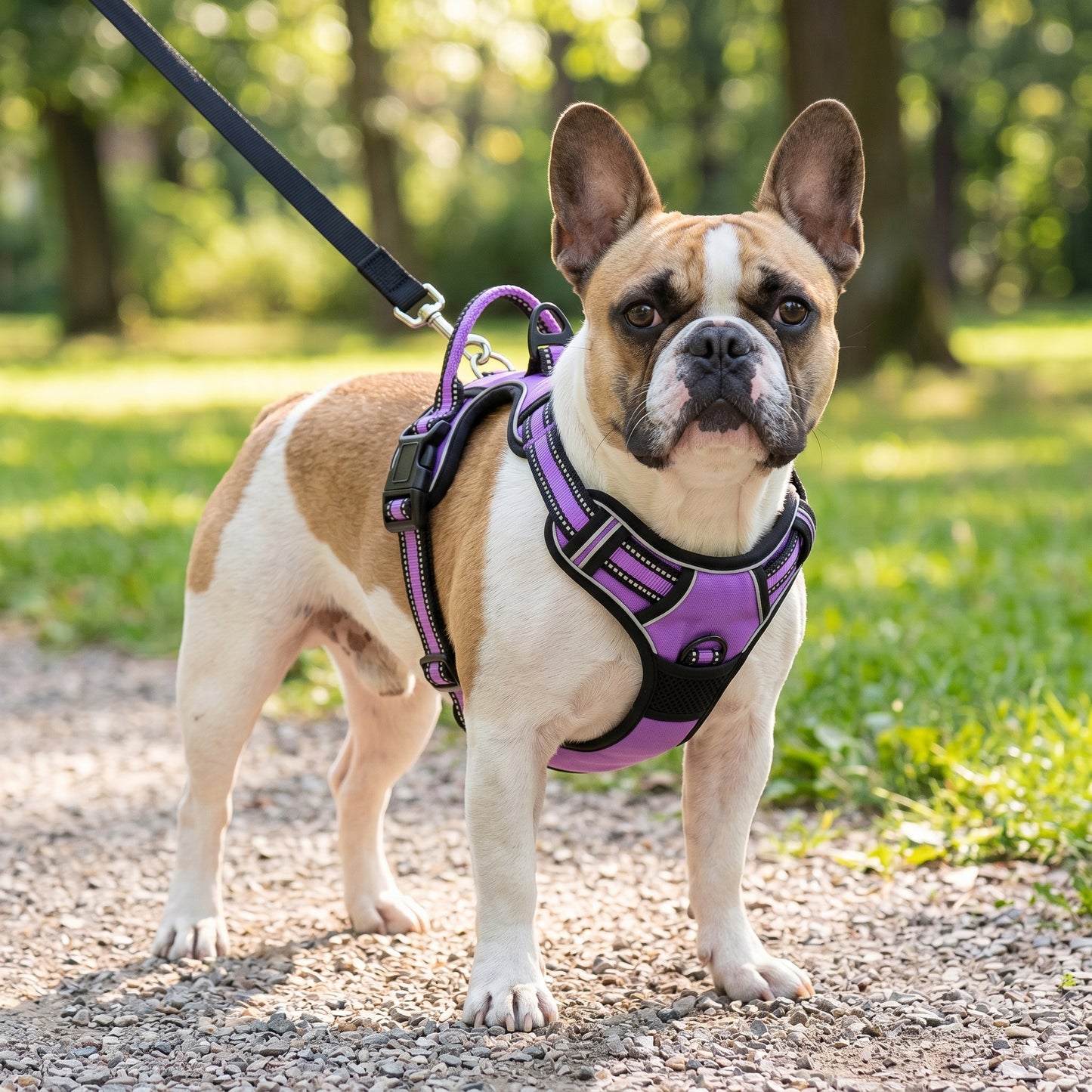 Purple Reflective No-Pull Dog Harness Vest – Adjustable Nylon Breathable Chest Strap