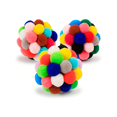 Interactive 3-Pack Cat Toy Ball Set – Nylon & Plush Cat Entertainment Toys