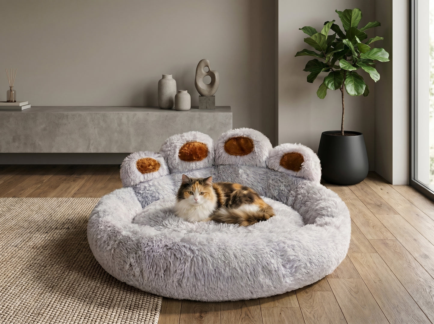 Fluffy Calming Cat Bed – Soft Warm Pet Sofa