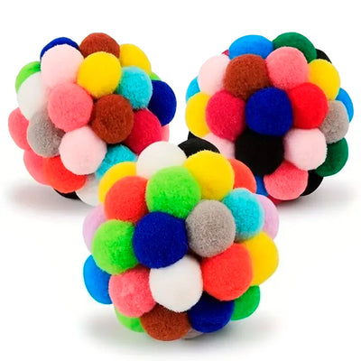 Interactive 3-Pack Cat Toy Ball Set – Nylon & Plush Cat Entertainment Toys